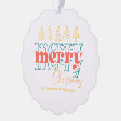 レトロよくはしゃぐスクライブズメリークリスマスキープサケ オーナメントカード (左)