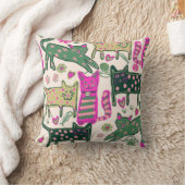 レトロよくはしゃぐネコ クッション (ブランケット)