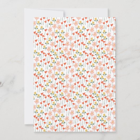 レトロよくはしゃぐフローラオレンジフラワーズブライダルシャワー 招待状 (裏面)