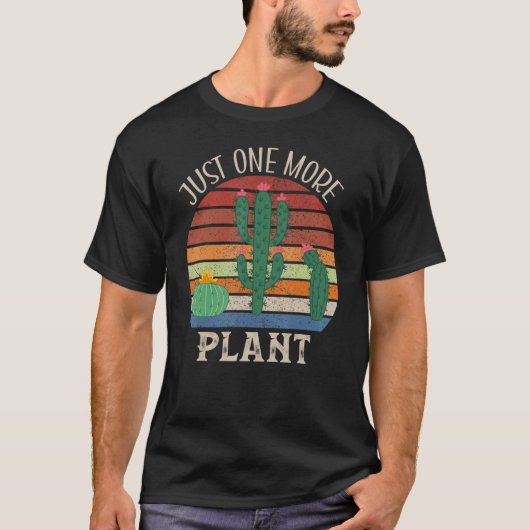 レトロわずか1つ以上の植物サボテン多肉性ヴィンタ Tシャツ (正面)