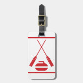 レトロをカールする交差させたほうき ラゲッジタグ (正面縦)