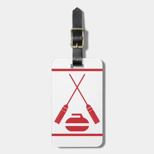 レトロをカールする交差させたほうき ラゲッジタグ (正面縦)