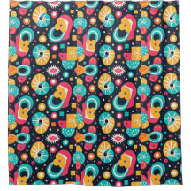 レトロをテーマにしたシャワーカーテン