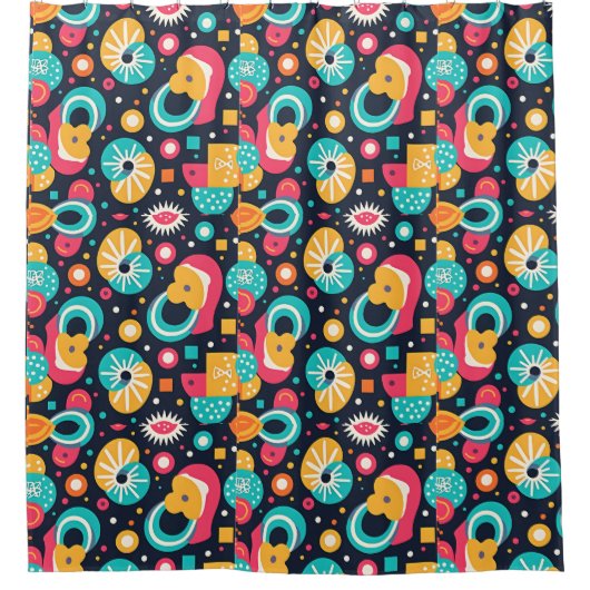 レトロをテーマにしたシャワーカーテン シャワーカーテン (正面)