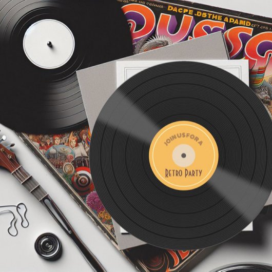 レトロをテーマにした誕生日パーティーの招待状 招待状