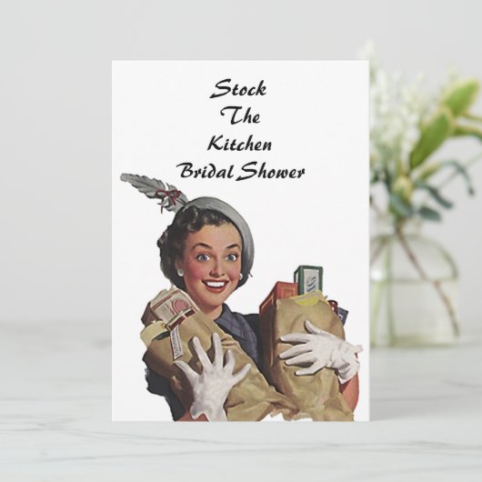 レトロを台所ブライダルシャワー招待状 招待状 (スタンド正面)
