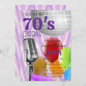 レトロを70歳の誕生日パーティーに戻す 招待状 (正面/裏面)