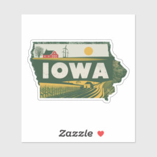 レトロアイオワステッカー シール