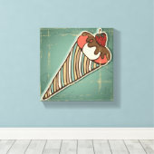 レトロアイスクリームイラストレーション キャンバスプリント (インサイチュ (ウッドフロア))