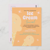 レトロアイスクリームコーンソーシャルフライヤー招待状 ポストカード (正面/裏面)