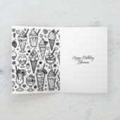 レトロアイスクリームサンデ及びカラーリングページ誕生日 カード (内部)