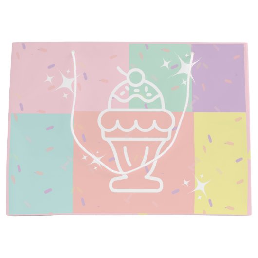 レトロアイスクリームサンデ抱き枕 ラージペーパーバッグ (正面)