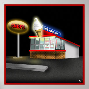 レトロアイスクリームスタンドポスター ポスター