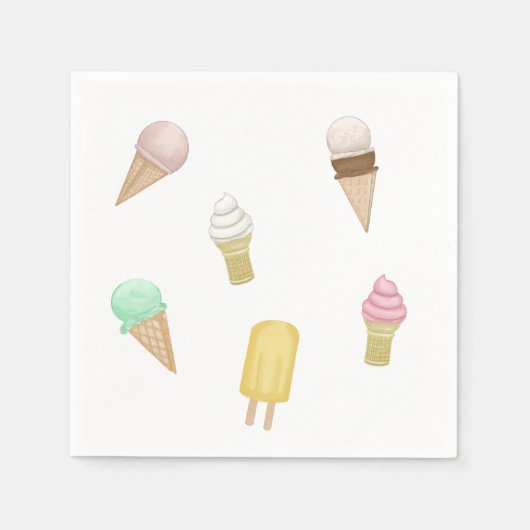レトロアイスクリームソーシャルスウィートトリート スタンダードカクテルナプキン (正面)