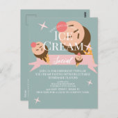 レトロアイスクリームソーシャルフライヤー招待状 ポストカード (正面/裏面)