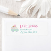 レトロアイスクリームトラックバースデーパーティー ラベル (インサイチュ)