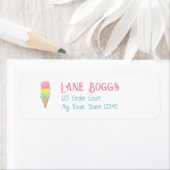 レトロアイスクリームトラックバースデーパーティー ラベル (インサイチュ)