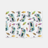 レトロアイスクリームトラックパターン フリースブランケット (正面(横))