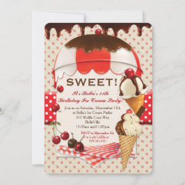 レトロアイスクリームパーティの招待状 招待状