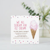 レトロアイスクリームパーティーハンド図解入りの、写真付きの- 招待状 (スタンド正面)