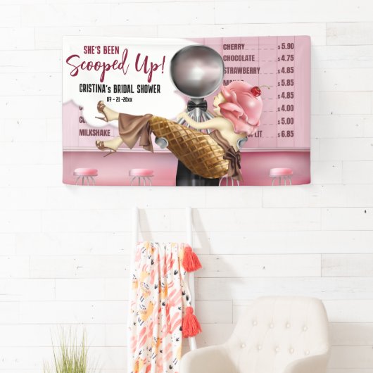 レトロアイスクリームパーラースコップ 横断幕 (インサイチュ)