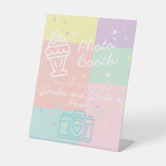 レトロアイスクリームフォトブース台座看板 台座サイン (正面)