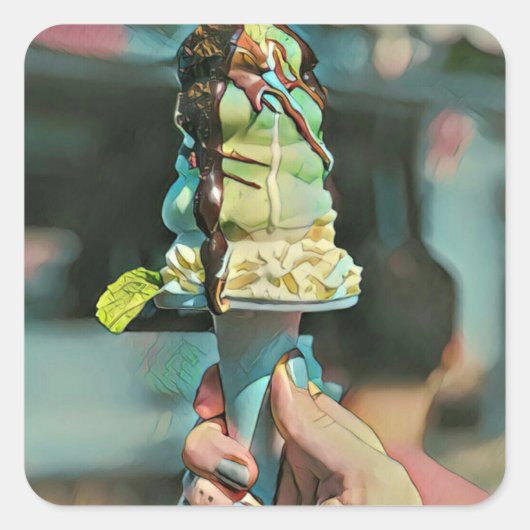 レトロアイスクリームポピクル スクエアシール (正面)
