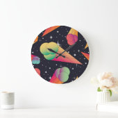 レトロアイスクリーム、コズミックネオン。 ラージ壁時計 (ホーム)