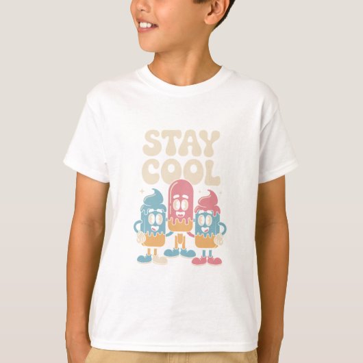 レトロアイスクリームTシャツで涼しくおしゃれに Tシャツ (正面)