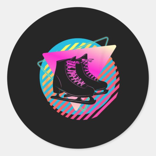 レトロアイススケートで滑るウィンタースポーツヴィンテージスキースケート ラウンドシール (正面)