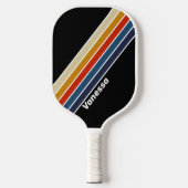 レトロアイスストライプのレインボー ピックルボールラケット (正面)