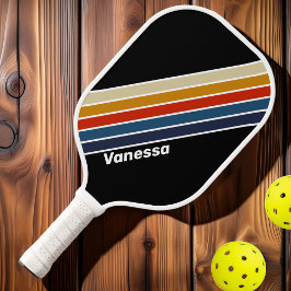 レトロアイスストライプのレインボー ピックルボールラケット