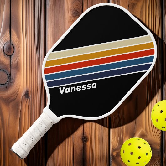 レトロアイスストライプのレインボー ピックルボールラケット