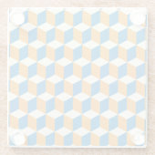 レトロアイソメトリックキューブ、幾何学的イリュージョン ガラスコースター (裏面)