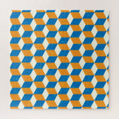 レトロアイソメトリックキューブ、幾何学的イリュージョン ジグソーパズル (横)