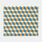 レトロアイソメトリックキューブ、幾何学的イリュージョン フリースブランケット (正面(横))