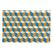 レトロアイソメトリックキューブ、幾何学的イリュージョン 枕カバー (裏面)