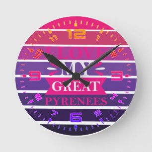 レトロアイラブマイピレネー ラウンド壁時計