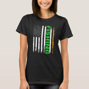 レトロアイルランド魚釣りホビーズアメリカ国旗St Patrick Tシャツ
