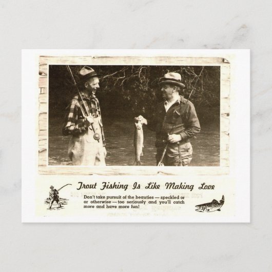 レトロアウトドアーズ  男の隠れ家 釣り ヘルプ - ポストカード (正面)