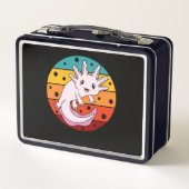 レトロアキソロトルかわいい動物性軸索愛ペット所有 メタルランチボックス (裏面)