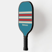 レトロアクアサーフストライピングと名前 ピックルボールラケット (左)