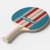レトロアクアサーフストライプボード名 卓球ラケット (正面アングル)