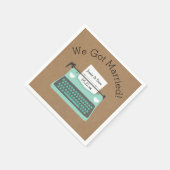 レトロアクアタイプライタ結婚ーの紙ナプキンス スタンダードカクテルナプキン (角)