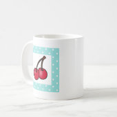 レトロアクアドットさくらんぼ コーヒーマグカップ (正面左)