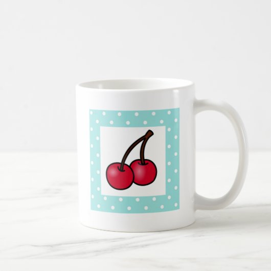 レトロアクアドットさくらんぼ コーヒーマグカップ (右)