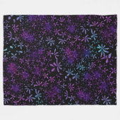 レトロアクアパープルフローラ フリースブランケット (正面(横))
