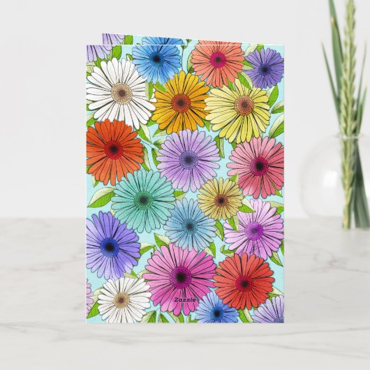 レトロアクアブルーパーソナライズされた21歳の誕生日フローラ カード (裏面)