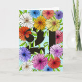 レトロアクアブルーパーソナライズされた21歳の誕生日フローラ カード (正面)