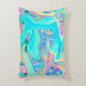 レトロアクアブルーリキッドアートオン抽象芸術アジサイ アクセントクッション (正面(垂直))